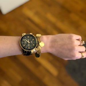 Michael Kors Unisex Black/Gold Chronographic Watch